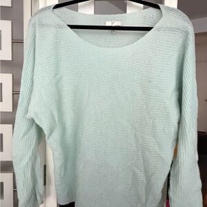 Joie Light Mint Ribbed Scoop Neck Sweater